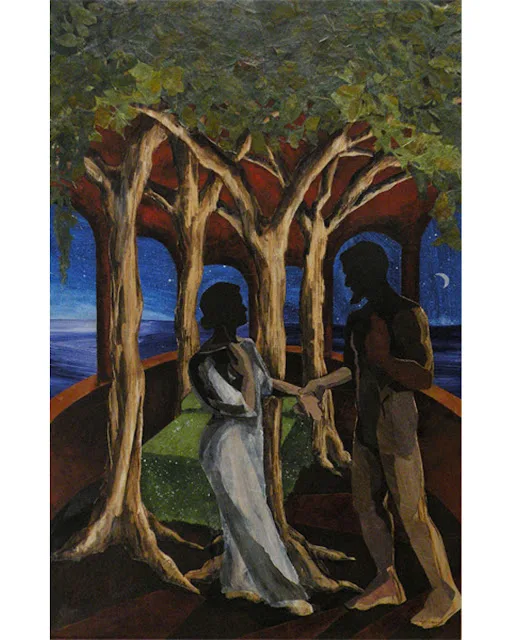 An image of "Athena Stays the Dawn", an artpiece inspired by The Odyssey, and a link to a blog entry about similar subject matter in my art.