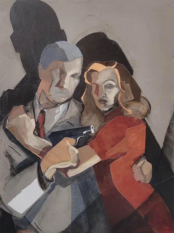 My artpiece "Passion in the Suburbs", link to a blog entry about how film noir inspires my art. 